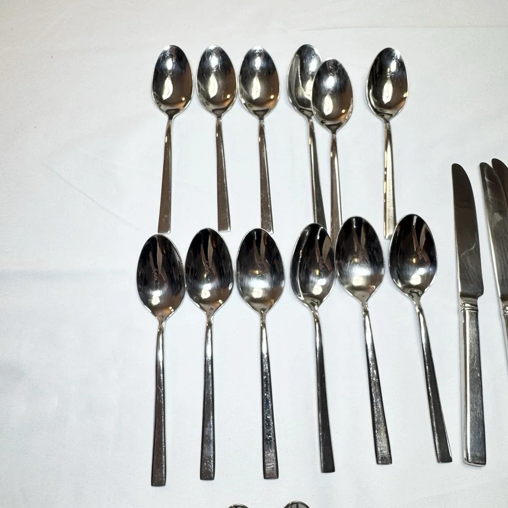 Reed & Barton Cole Stainless Steel 18/8 Flatware Set Of 51 Pieces Minimalist